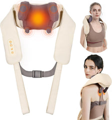 6D Neck Massager for Pain Relief Deep Tissue Shiatsu Shoulder Massager with Heat Cordless Kneading Massager for Neck