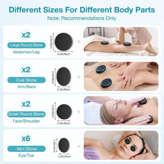 Hot Stones Massage Set with Warmer, 12 Pcs Hot Stones Massage Set with Heater, Portable Hot Rocks Basalt Massage Stones Set with Warmer Kit, for Home Spa Warming Therapy Relax