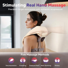 6D Neck Massager for Pain Relief Deep Tissue Shiatsu Shoulder Massager with Heat Cordless Kneading Massager for Neck