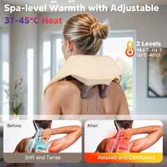 6D Neck Massager for Pain Relief Deep Tissue Shiatsu Shoulder Massager with Heat Cordless Kneading Massager for Neck