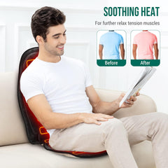 Snailax Memory Foam Vibration Back Massager with Heat, Massage Seat Cushion with 6 Vibrating Motors and 2 Heat Levels, Massage Chair Pad, Seat Massager for Home Office use