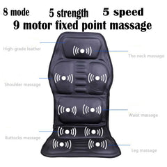 massager electric 9 motor Heating Vibrating Back Massage Chair Cussion machine Car Home Office Lumbar Neck Mattress Pain Relief
