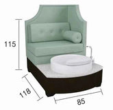 Foot bath, manicure, massage chair, spa sofa, surf lights, automatic water supply and discharge.