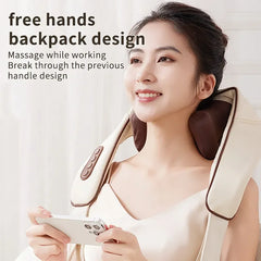 Wireless Electric Shiatsu Neck and Back Massager Soothing Heat Deep Tissue 5D Kneading Massage Pillow Shoulder Leg Body