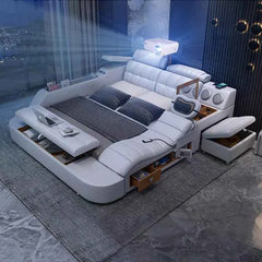 Massage Chair Bed with Bluetooth Speaker Light Luxury Home Theater Bedroom Bed with Projector