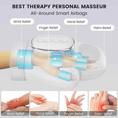 Hand & Wrist Massager with Heat - 6 Levels Compression & Pressure Point Therapy for Sore Muscles | Portable Hand Massager for Men & Women