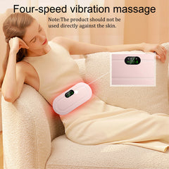 Portable Menstrual Heating Pad - Smart Vibrating Uterus Warmer for Period Cramps & Lower Back Pain Relief - Rechargeable Abdominal Massager