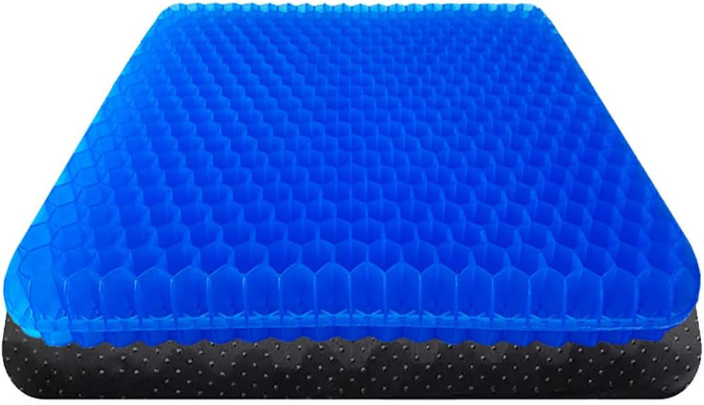 Gel Seat Cushion | Double Thick Gel Cushion for Long Sitting with Non-Slip Cover(16.5x14.5x1.6inch)