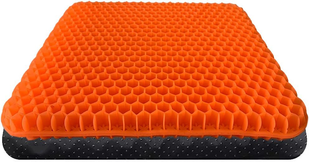 Gel Seat Cushion | Double Thick Gel Cushion for Long Sitting with Non-Slip Cover(16.5x14.5x1.6inch)