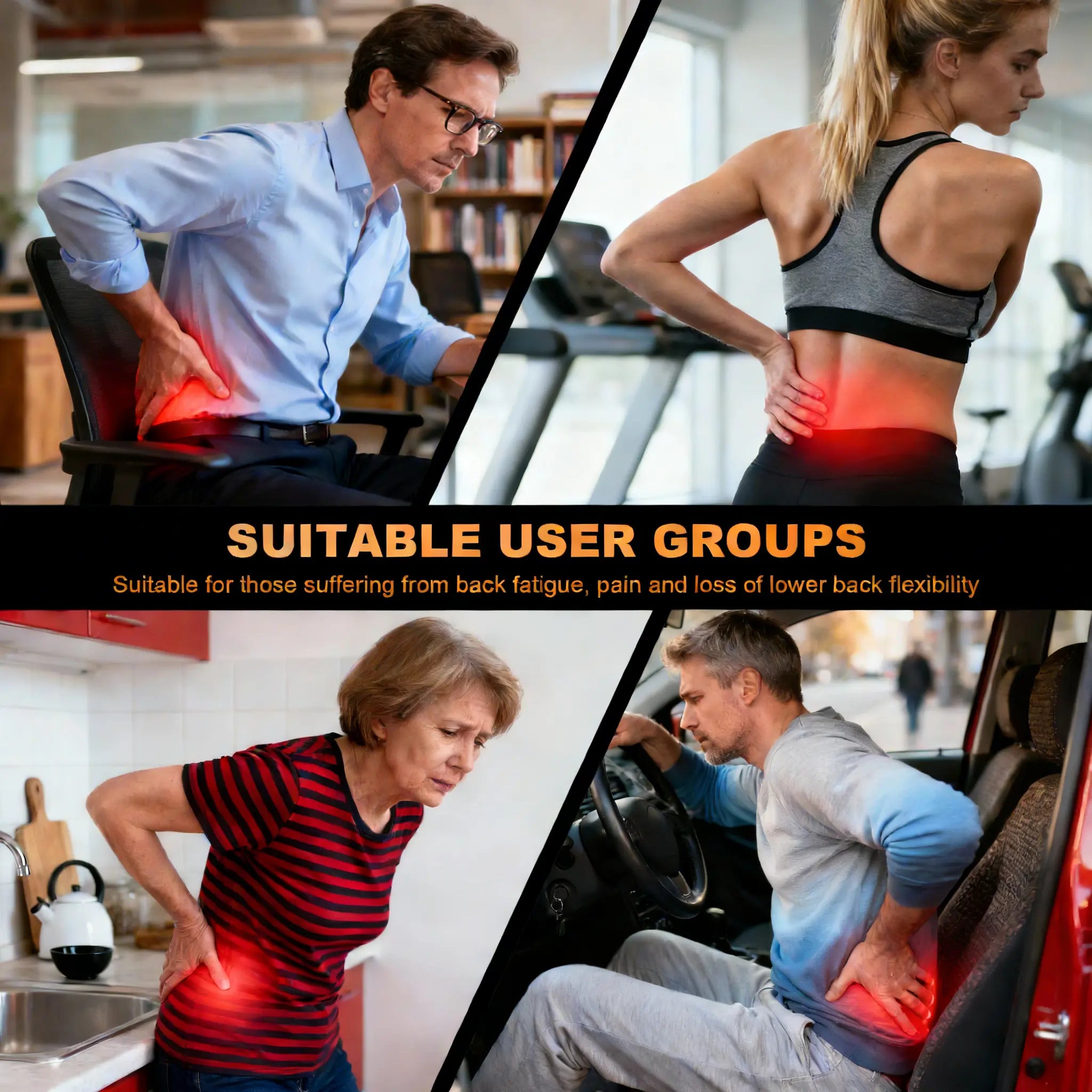 Multifunctional Waist Massager: 12-Level TENS Electrotherapy & Thermal Traction Device - 3-Speed Vibration Back Stretcher for Lumbar Comfort