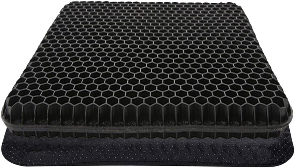 Gel Seat Cushion | Double Thick Gel Cushion for Long Sitting with Non-Slip Cover(16.5x14.5x1.6inch)