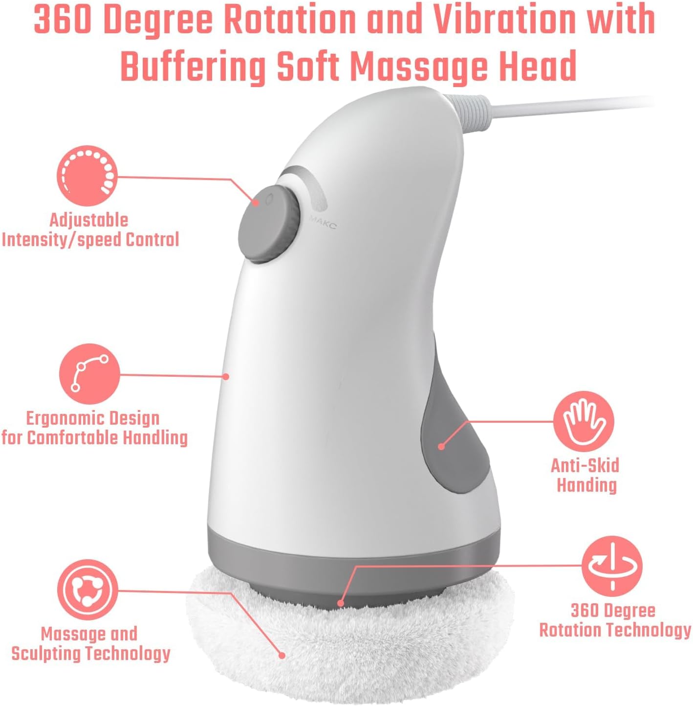 Handheld Full Body Massager Deep Tissue Massager Body Sculptor Machine with 6 Skin Friendly Washable Pads