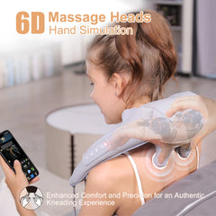 Cordless Neck Massager with Heat - 6D Shiatsu Shoulder & Back Massage Pillow for Pain Relief | Portable Wellness Gift for Home, Office, and Car