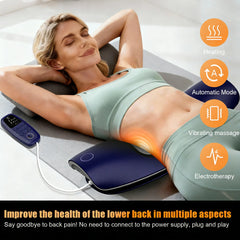 Multifunctional Waist Massager: 12-Level TENS Electrotherapy & Thermal Traction Device - 3-Speed Vibration Back Stretcher for Lumbar Comfort