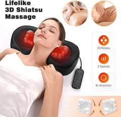 Back Massager with Heat, Neck Massager for Neck and Lower Back, 3D Deep Kneading Electric Massage Cervical Pillow