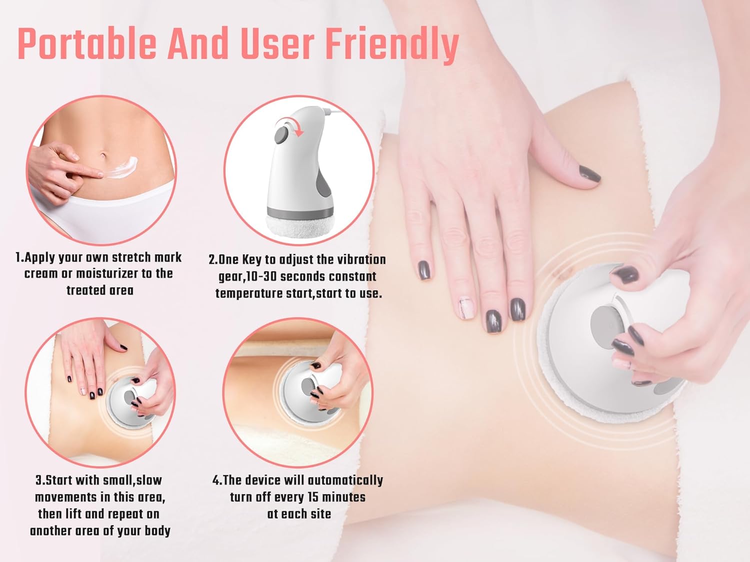 Handheld Full Body Massager Deep Tissue Massager Body Sculptor Machine with 6 Skin Friendly Washable Pads