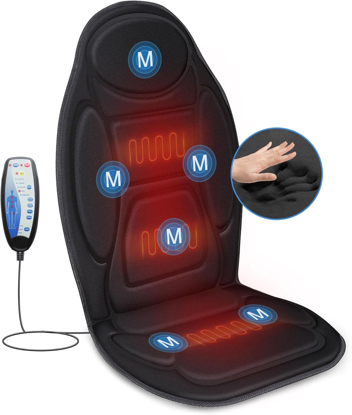 Snailax Memory Foam Vibration Back Massager with Heat, Massage Seat Cushion with 6 Vibrating Motors and 2 Heat Levels, Massage Chair Pad, Seat Massager for Home Office use