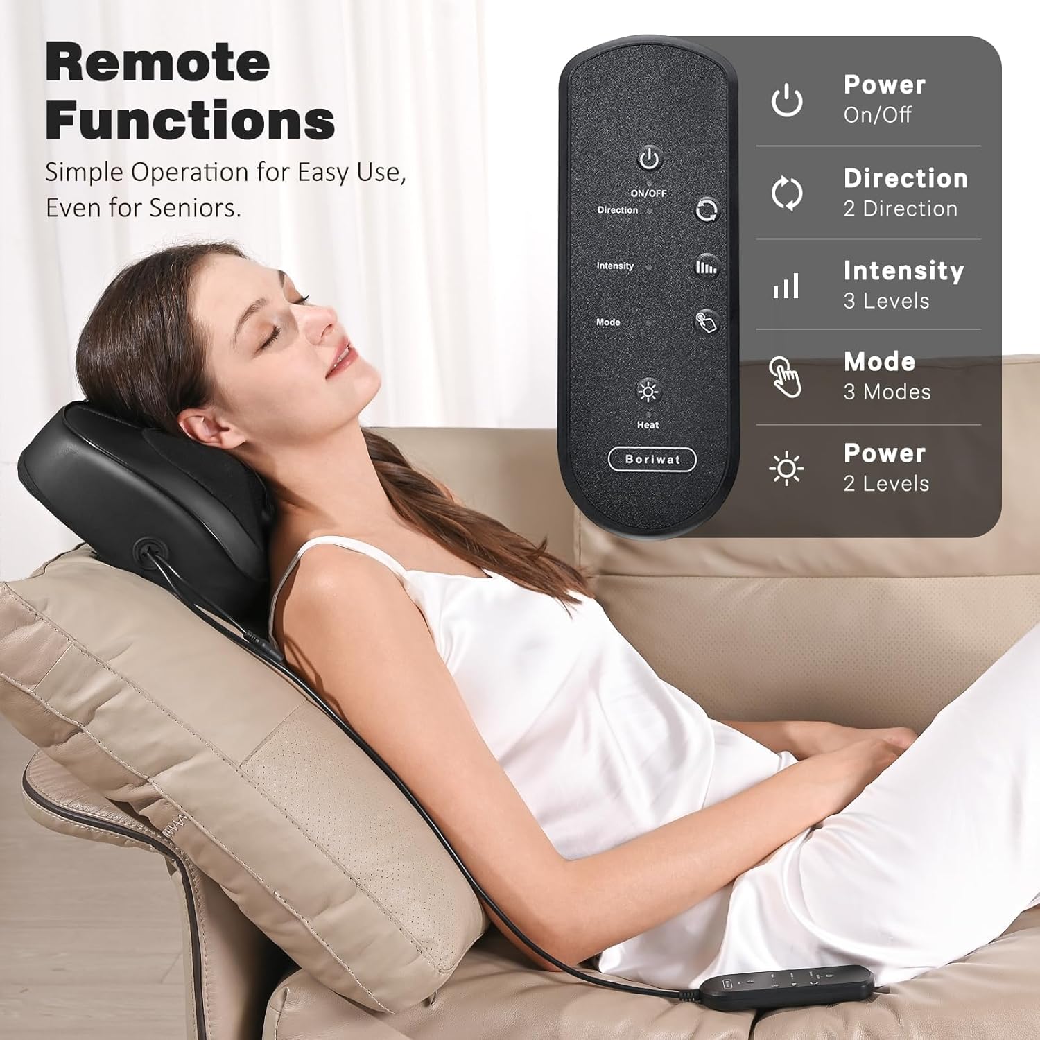 Back Massager with Heat, Neck Massager for Neck and Lower Back, 3D Deep Kneading Electric Massage Cervical Pillow