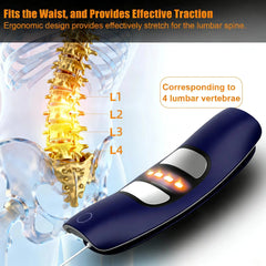Multifunctional Waist Massager: 12-Level TENS Electrotherapy & Thermal Traction Device - 3-Speed Vibration Back Stretcher for Lumbar Comfort