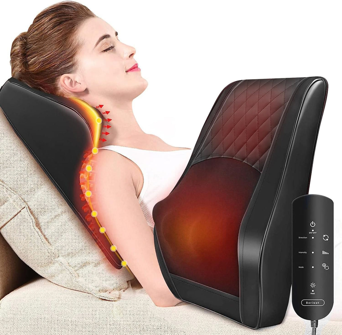 Back Massager with Heat Massagers for Neck and Back | 3D Kneading Massage Pillow for Back