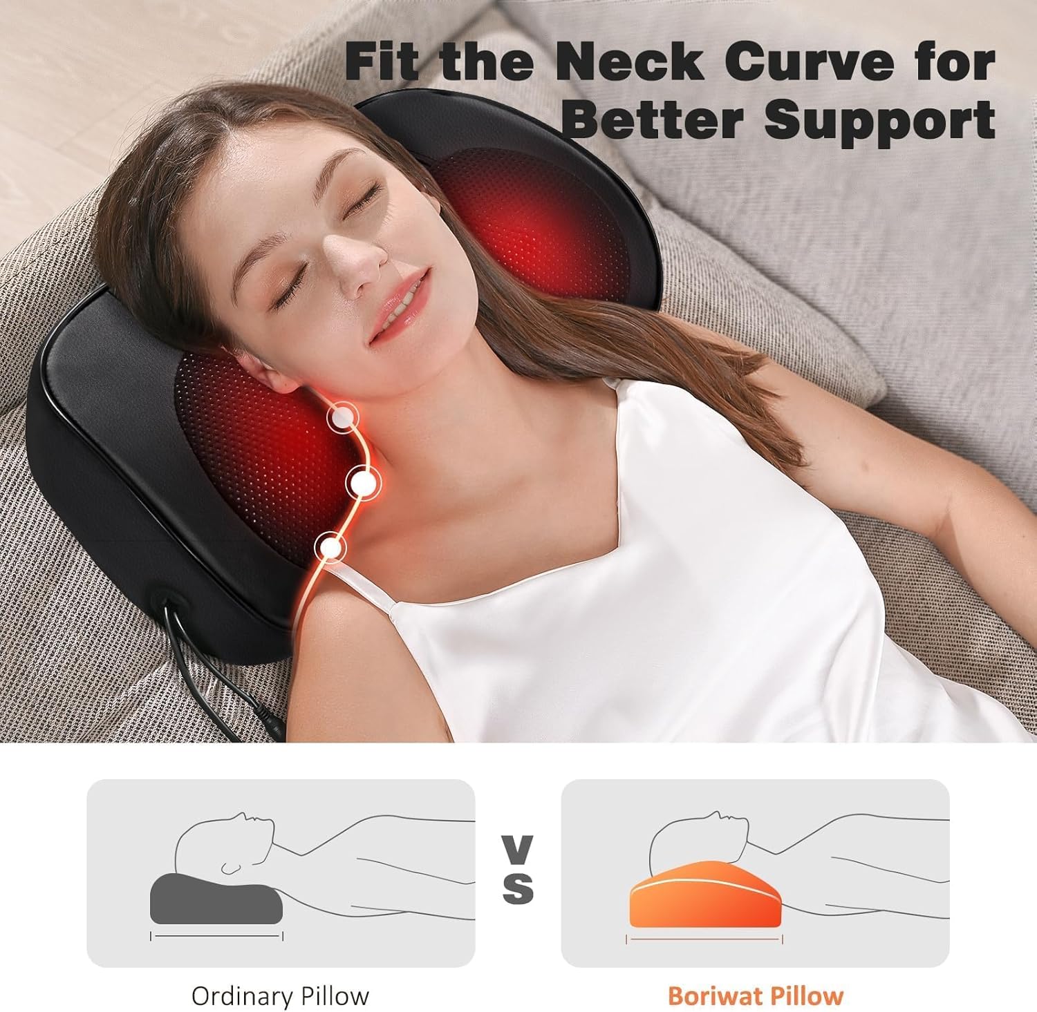 Back Massager with Heat, Neck Massager for Neck and Lower Back, 3D Deep Kneading Electric Massage Cervical Pillow