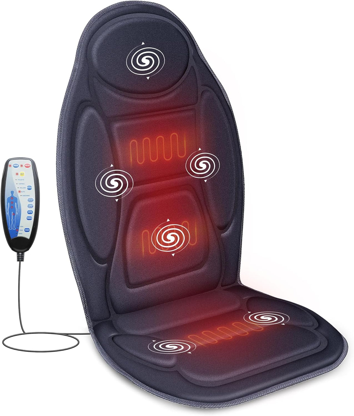 Snailax Memory Foam Vibration Back Massager with Heat, Massage Seat Cushion with 6 Vibrating Motors and 2 Heat Levels, Massage Chair Pad, Seat Massager for Home Office use