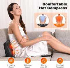 Back Massager with Heat, Neck Massager for Neck and Lower Back, 3D Deep Kneading Electric Massage Cervical Pillow