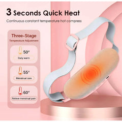 Portable Menstrual Heating Pad - Smart Vibrating Uterus Warmer for Period Cramps & Lower Back Pain Relief - Rechargeable Abdominal Massager