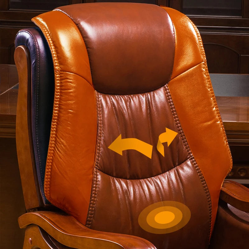 Europe & America Genuine Leather home solid wood swivel chair  office reclining executive chair computer mini massage chair