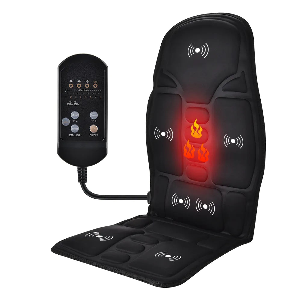 Electric Massage Chair Pad Heating Vibrating Back Massager Chair Cushion Car Home Office Lumbar Pain Relief With Remote Controls