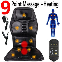 massager electric 9 motor Heating Vibrating Back Massage Chair Cussion machine Car Home Office Lumbar Neck Mattress Pain Relief
