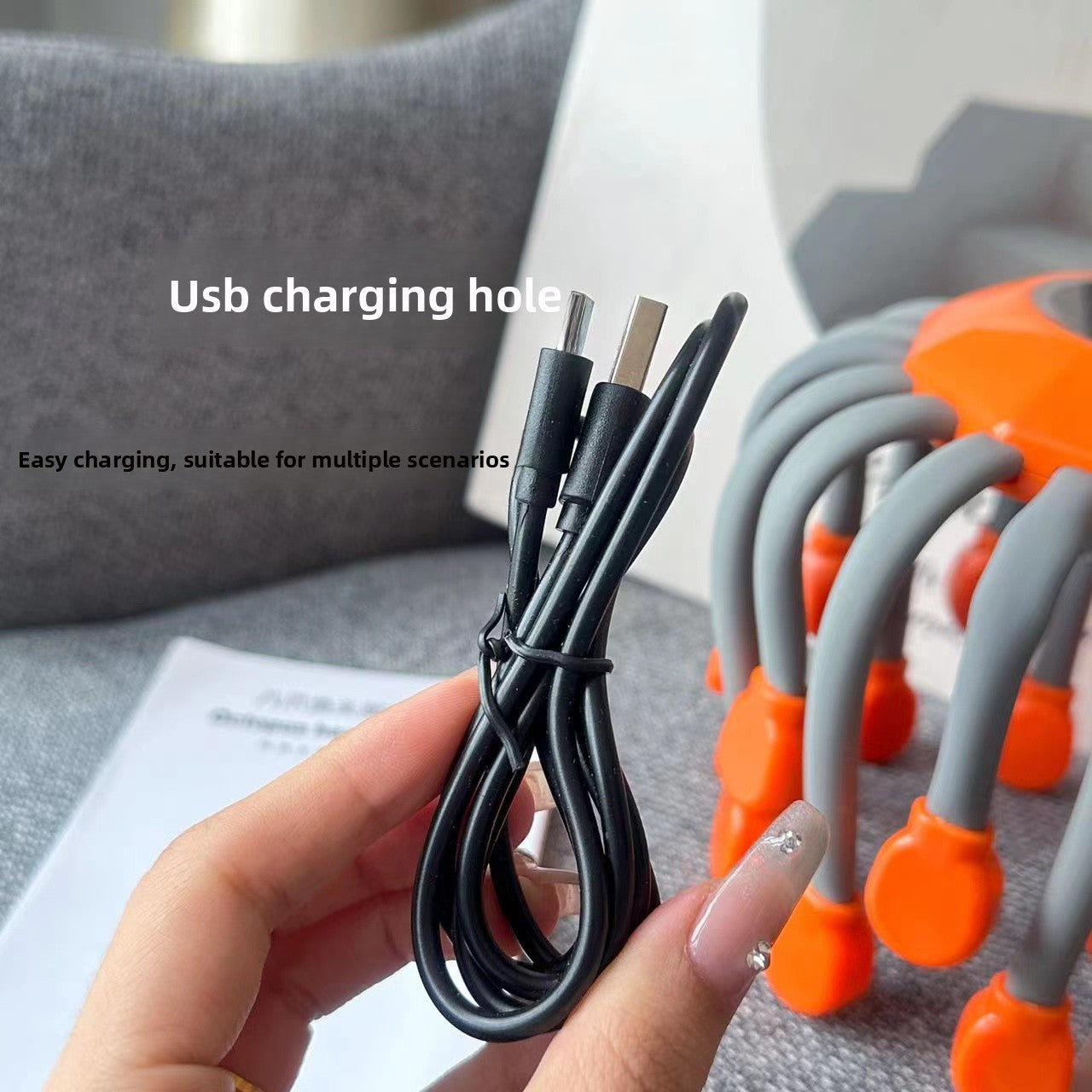 Rechargeable octopus head massager to help sleep and decompress head massager to relieve insomnia and headache