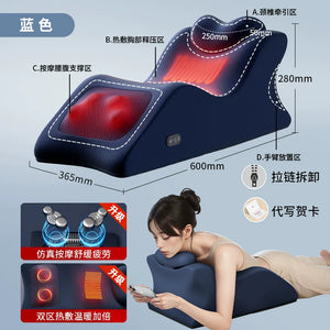 [Sleeping pillow on the bed - dark blue] imitation human hand massage + wireless charging + lying down for three purposes + double area hot compress + not tired arms (sleeping on the bed reading/playi