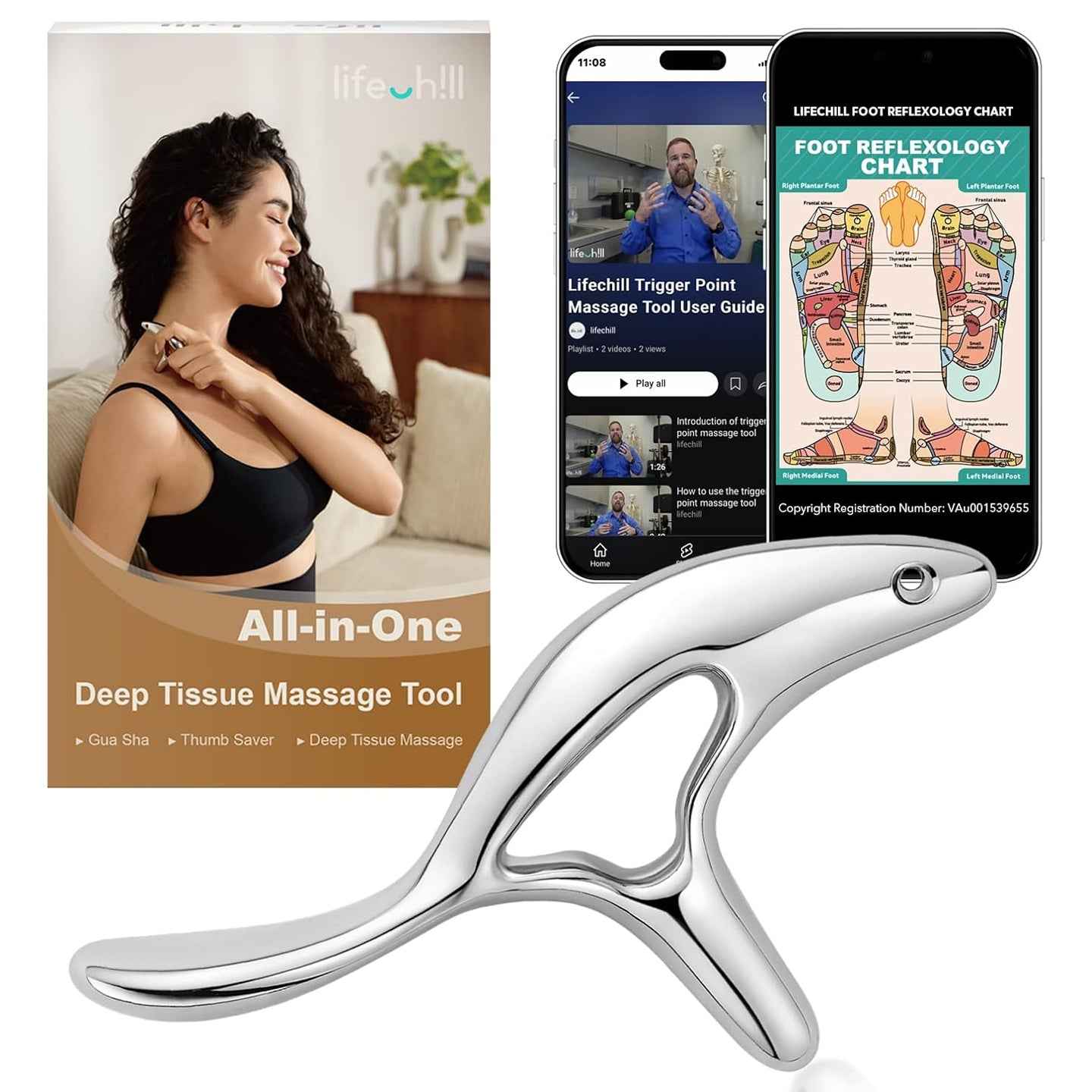 Deep Muscle Fascia Massager Stainless Steel Fascia Knife Scraping Acupoint Massage Multifunctional Multifunctional Pilates