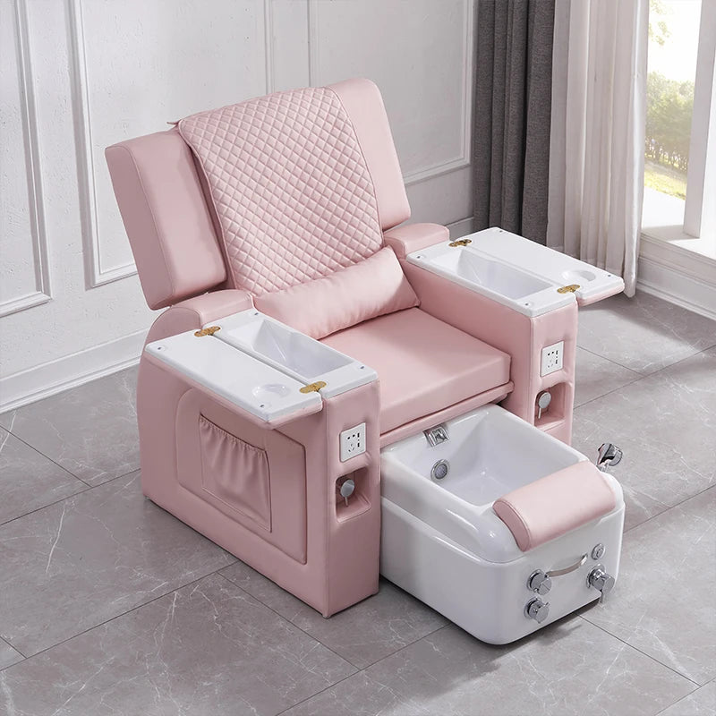 Modern Electric Massage Pink Foot Spa Manicure Chair Pedicure Chair of Nail with Led Lighting