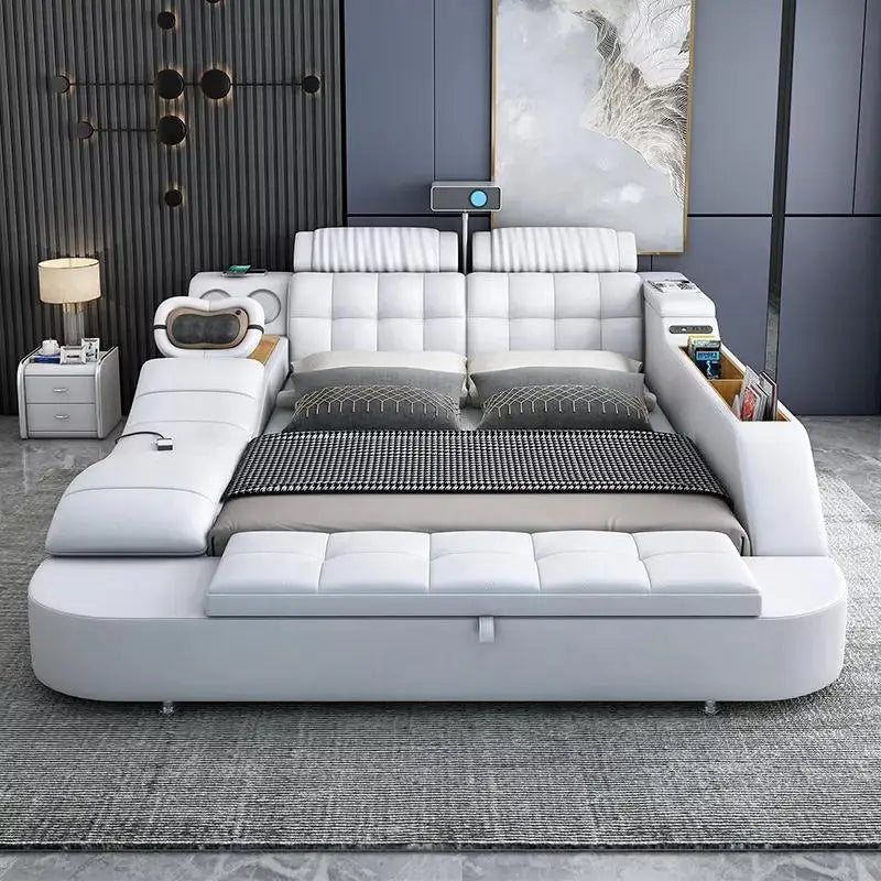 Massage Chair Bed with Bluetooth Speaker Light Luxury Home Theater Bedroom Bed with Projector