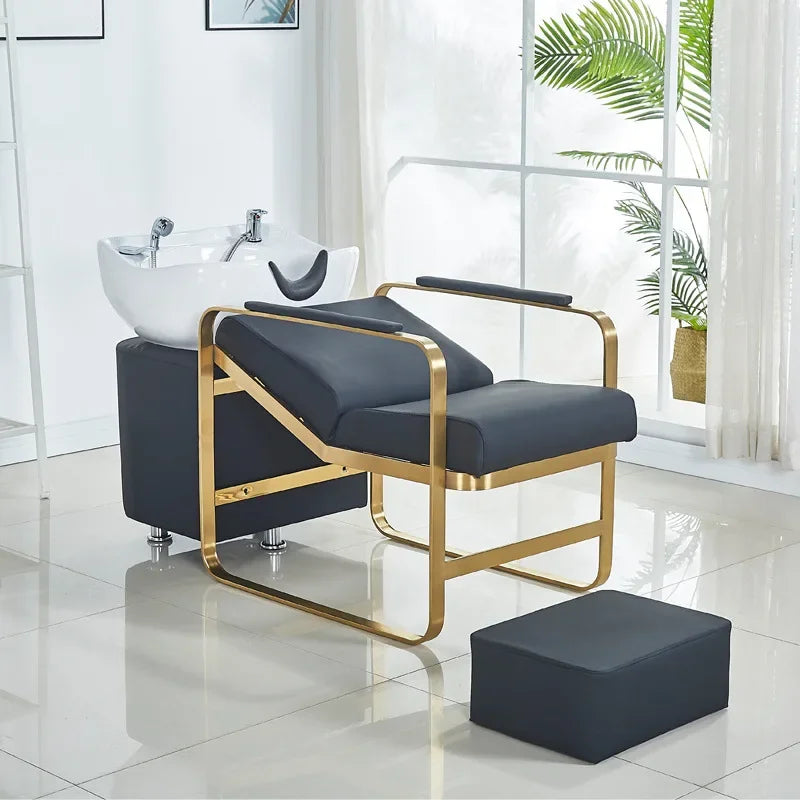 Massage Hair Washing Bed Luxury Lounge Therapy Portable Shower Shampoo Chair Salon Adult Behandelstoel Salon Furniture MQ50XF
