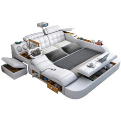 Massage Chair Bed with Bluetooth Speaker Light Luxury Home Theater Bedroom Bed with Projector