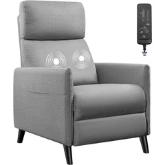 Massage Chair for Living Room, Fabric Home Theater Single Sofa, Lazyboy Padded Seat Backrest for Adults, Large, Light Gray