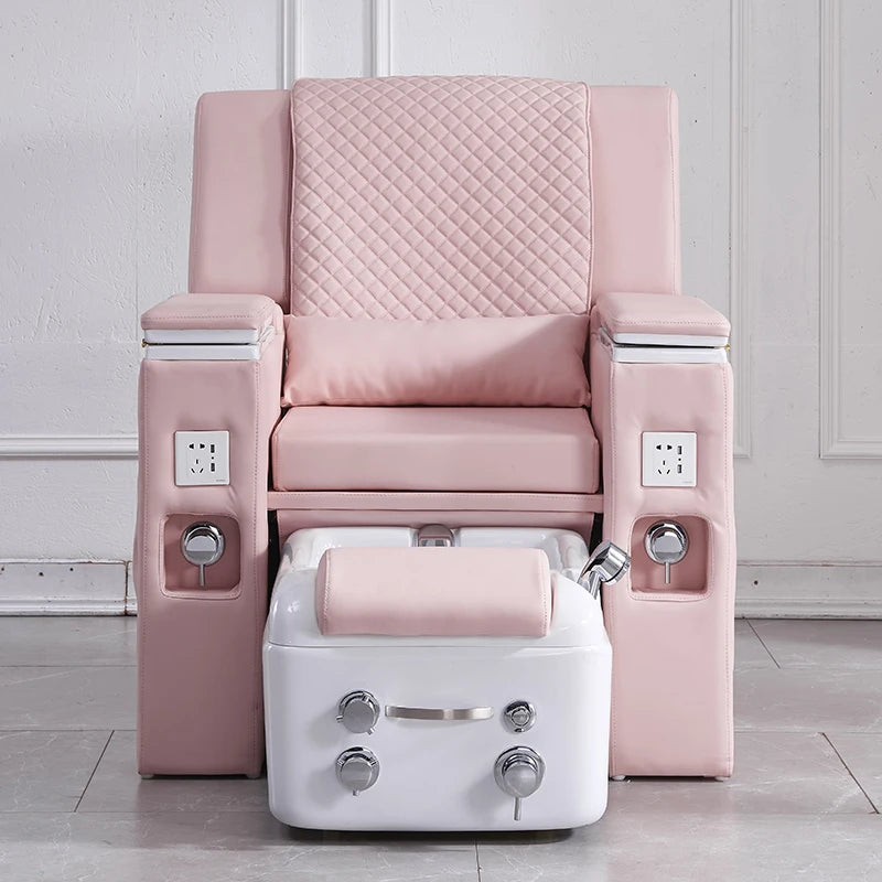 Modern Electric Massage Pink Foot Spa Manicure Chair Pedicure Chair of Nail with Led Lighting