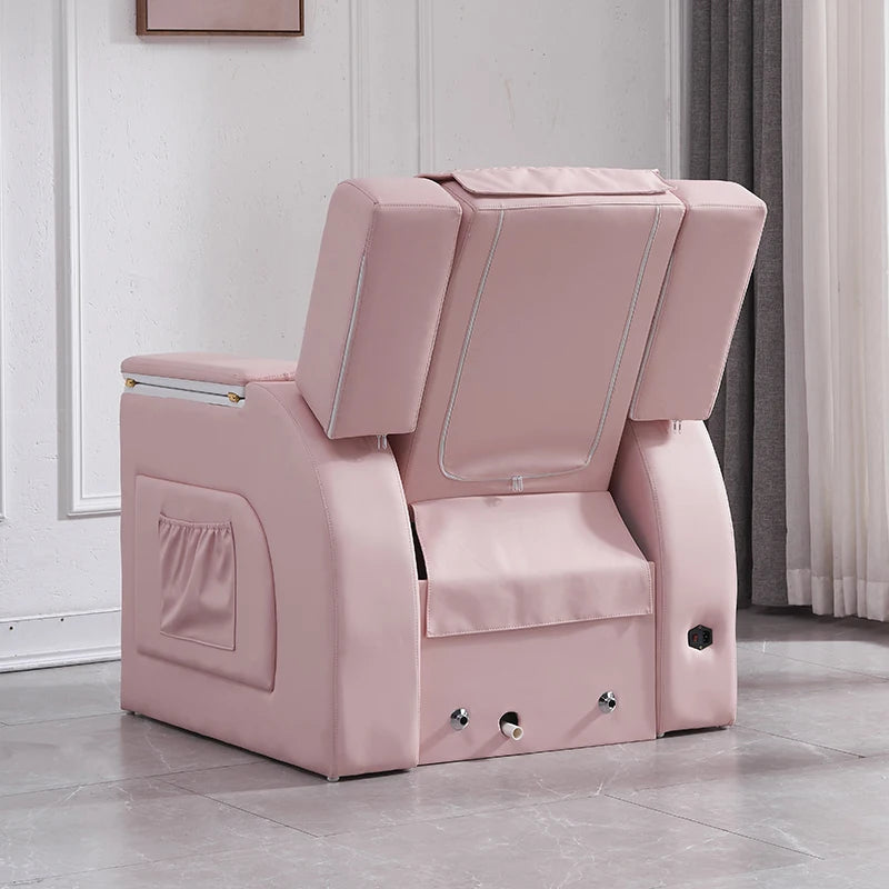 Hot Sale Led Light Pink Salon Reclining Manicure Chair Luxury Foot Pedicure Spa Chair With Massage