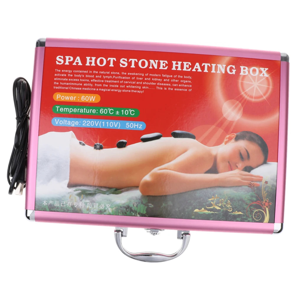 Portable 1 Piece Heating Box Spa Rock Heating Warmer Case,Professional Spa Massage Hot Stone Heater,Can Hold 24 Pcs Rocks