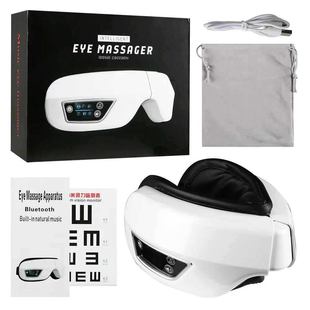 Eye Massager 6D Smart Airbag Vibration Eye Care Music Eye Mask Hot Compress Bluetooth Massage Anti-Winkle