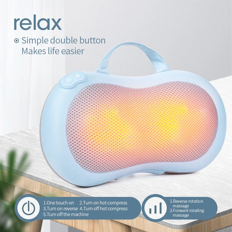 JinKaiRui Massager Pillow Vibrating Kneading Neck Body Hammer Infrared Shiatsu Electric Shoulder Back Massage Massager Car/Home