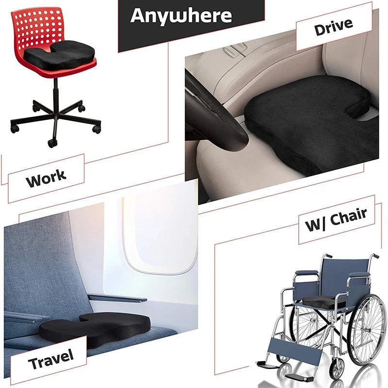 Coccyx Orthopedic Memory Foam Cushion Seat Massage Chair Gel Cushion Pad Car U-Shape Seat Cushion Travel Breathable Seat Cushion