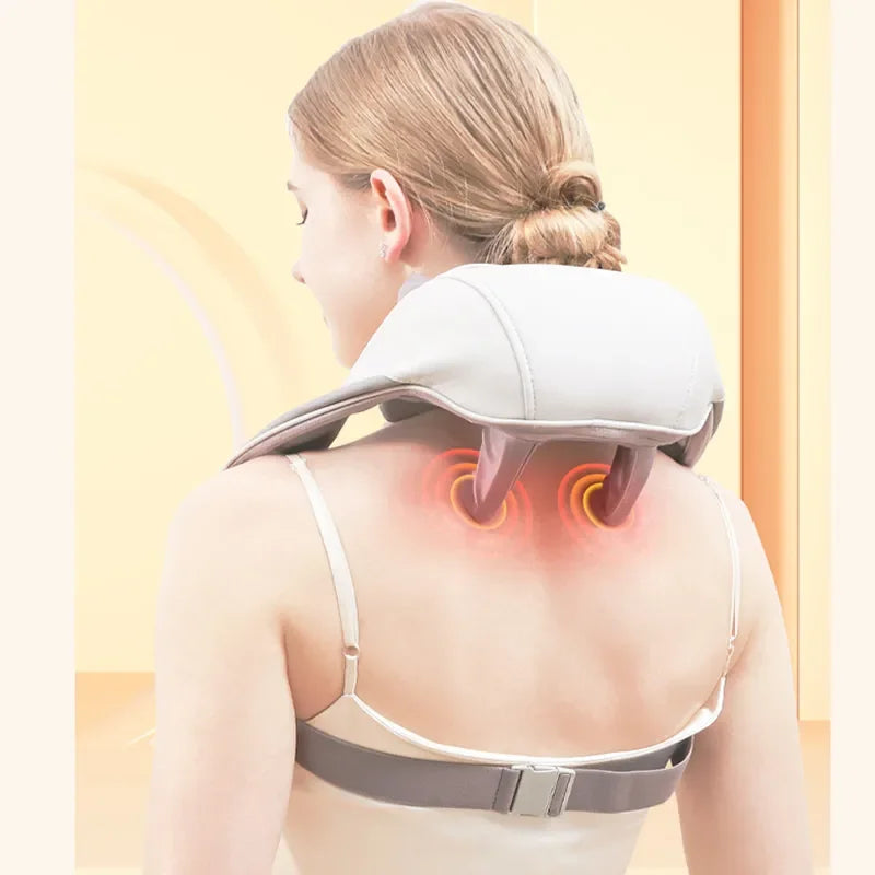 Wireless Electric Shiatsu Neck and Back Massager Soothing Heat Deep Tissue 5D Kneading Massage Pillow Shoulder Leg Body
