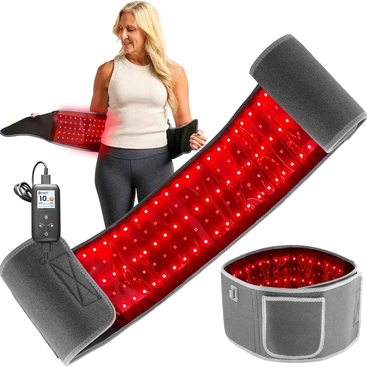 Allevared Pro: 3-in-1 LED Red Light Therapy & Heated Vibration Belt - Portable Infrared Massage Wrap for Muscle Recovery & Daily Comfort