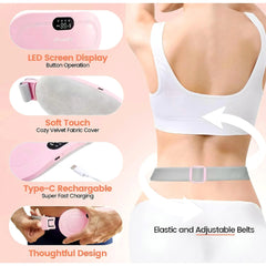 Portable Menstrual Heating Pad - Smart Vibrating Uterus Warmer for Period Cramps & Lower Back Pain Relief - Rechargeable Abdominal Massager