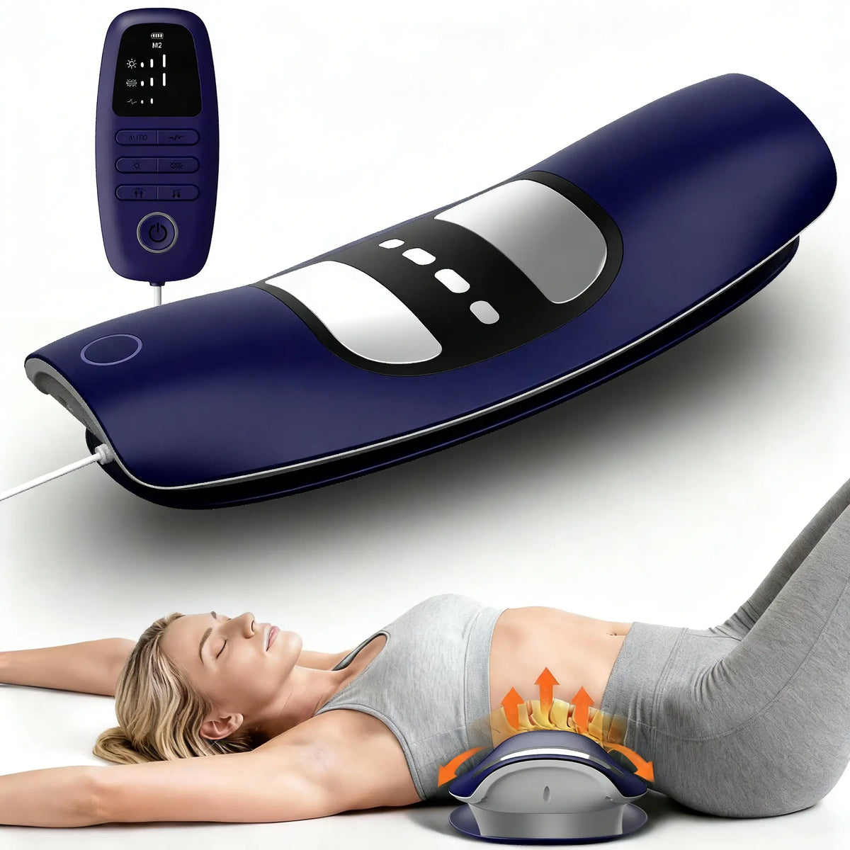 Multifunctional Waist Massager: 12-Level TENS Electrotherapy & Thermal Traction Device - 3-Speed Vibration Back Stretcher for Lumbar Comfort